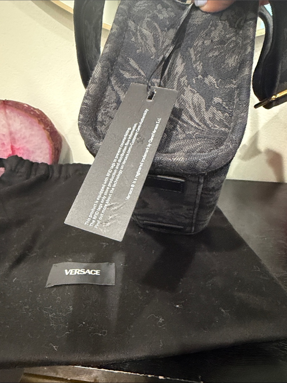 Versace Black Jacquard Mini Tote with Milano Patch - Picture 3 of 5